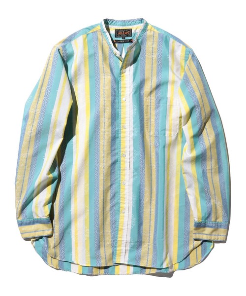 BEAMS PLUS（ビームスプラス）の「ジャカード バンドカラー シャツ クラシック フィット（シャツ/ブラウス・メンズ・ネイビー/イエロー・L/M/S/XL）」の11枚目の写真