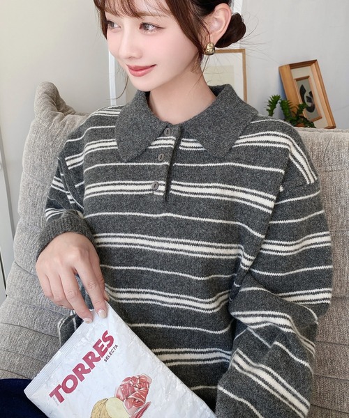 ポーリー様 訳あり】CHANEL ウール ボーダー柄 ニット マルチカラー ポーリー様 訳あり】CHANEL ウール ボーダー柄 ニット マルチ
