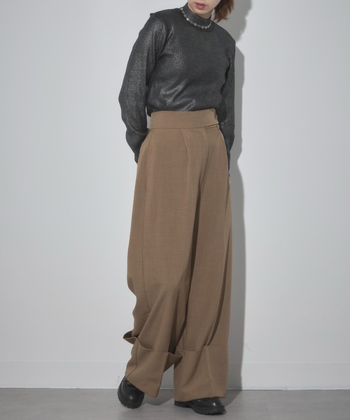 Cassette Chart(カセットチャート)の「【MAISON BREEZE reveur】high neck foil print rib knit 箔プリントハイネックニット(ニット/セーター・レディース・ブラック/グレー・FREE)」の7枚目の写真