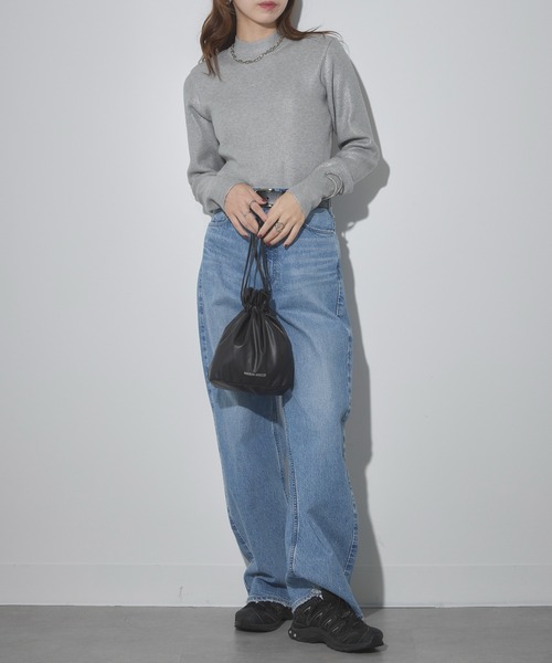 Cassette Chart(カセットチャート)の「【MAISON BREEZE reveur】high neck foil print rib knit 箔プリントハイネックニット(ニット/セーター・レディース・ブラック/グレー・FREE)」の10枚目の写真