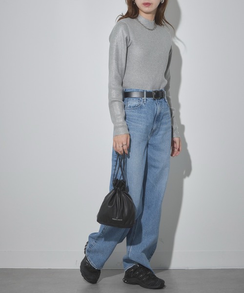Cassette Chart(カセットチャート)の「【MAISON BREEZE reveur】high neck foil print rib knit 箔プリントハイネックニット(ニット/セーター・レディース・ブラック/グレー・FREE)」の11枚目の写真