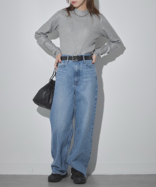 Cassette Chart(カセットチャート)の「【MAISON BREEZE reveur】high neck foil print rib knit 箔プリントハイネックニット(ニット/セーター・レディース・ブラック/グレー・FREE)」の12枚目の写真