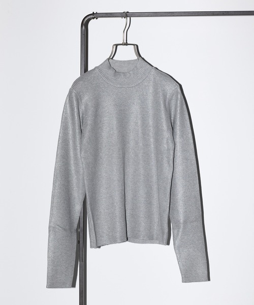 Cassette Chart(カセットチャート)の「【MAISON BREEZE reveur】high neck foil print rib knit 箔プリントハイネックニット(ニット/セーター・レディース・ブラック/グレー・FREE)」の13枚目の写真