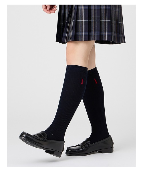 EASTBOY(イーストボーイ)の「ソックス 両面刺繍 38cm丈 通学 靴下 中学生 高校生 スクール(ソックス/靴下・キッズ・ホワイト×ネイビー/ブラック×レッド/ネイビー系3/ブラック×ブルー/ブラック×ピンク/ネイビー系2/ホワイト×ブルー/ネイビー系1/ホワイト×ピンク・F)」の8枚目の写真