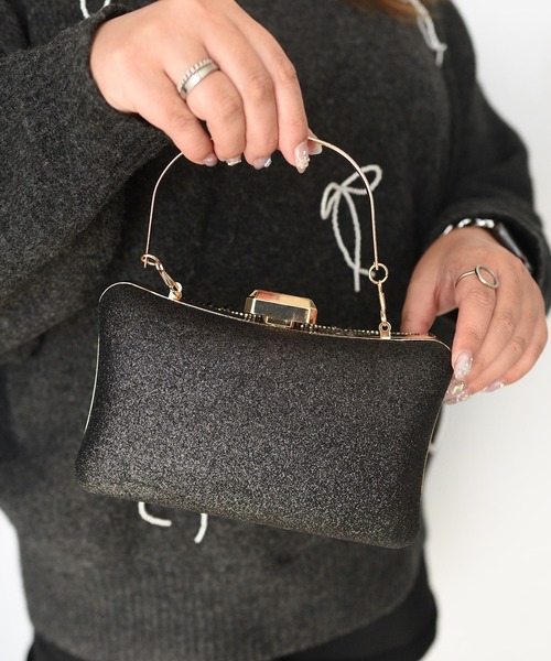 【セール】エレガントパール格子柄パーティバッグ（クラッチバッグ）｜styiro（スタイロ）