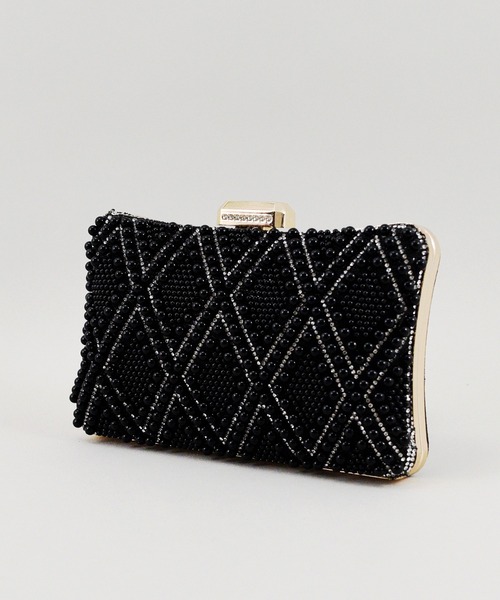 【セール】エレガントパール格子柄パーティバッグ（クラッチバッグ）｜styiro（スタイロ）