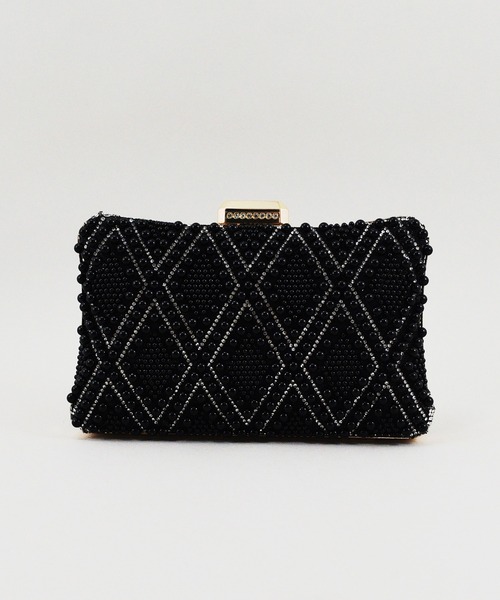 【セール】エレガントパール格子柄パーティバッグ（クラッチバッグ）｜styiro（スタイロ）