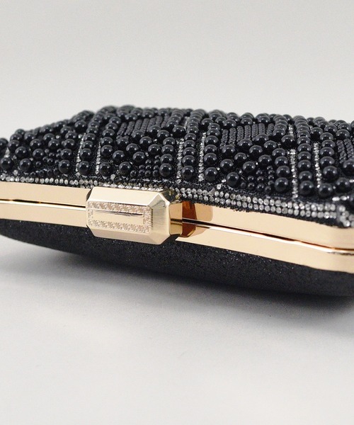 【セール】エレガントパール格子柄パーティバッグ（クラッチバッグ）｜styiro（スタイロ）