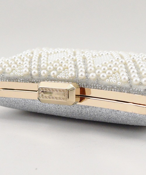 【セール】エレガントパール格子柄パーティバッグ（クラッチバッグ）｜styiro（スタイロ）