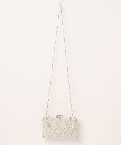 【セール】エレガントパール格子柄パーティバッグ（クラッチバッグ）｜styiro（スタイロ）