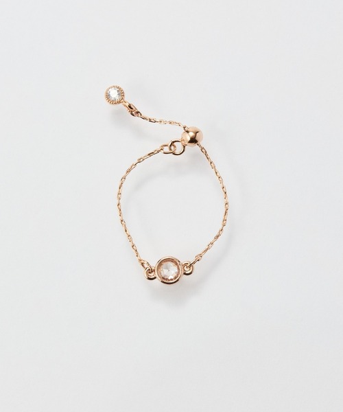 Phoebe（フィービィー）の「≪サイズ調整可能≫【金属アレルギー対応】プチベゼルストーンチェーンリング（リング・レディース・シルバー/シャンパン/イエローゴールド・FREE）」の8枚目の写真