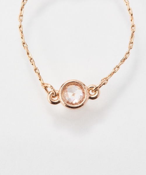 Phoebe（フィービィー）の「≪サイズ調整可能≫【金属アレルギー対応】プチベゼルストーンチェーンリング（リング・レディース・シルバー/シャンパン/イエローゴールド・FREE）」の9枚目の写真