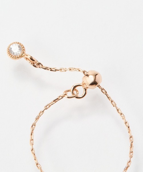 Phoebe（フィービィー）の「≪サイズ調整可能≫【金属アレルギー対応】プチベゼルストーンチェーンリング（リング・レディース・シルバー/シャンパン/イエローゴールド・FREE）」の10枚目の写真