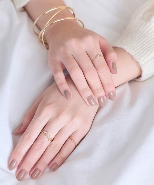 Phoebe（フィービィー）の「≪サイズ調整可能≫【金属アレルギー対応】プチベゼルストーンチェーンリング（リング・レディース・シルバー/シャンパン/イエローゴールド・FREE）」の12枚目の写真