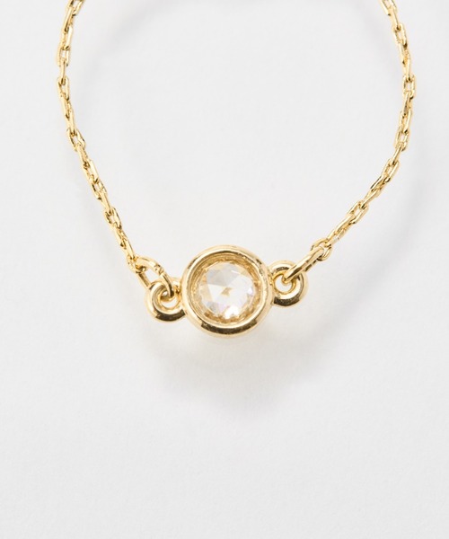 Phoebe（フィービィー）の「≪サイズ調整可能≫【金属アレルギー対応】プチベゼルストーンチェーンリング（リング・レディース・シルバー/シャンパン/イエローゴールド・FREE）」の13枚目の写真