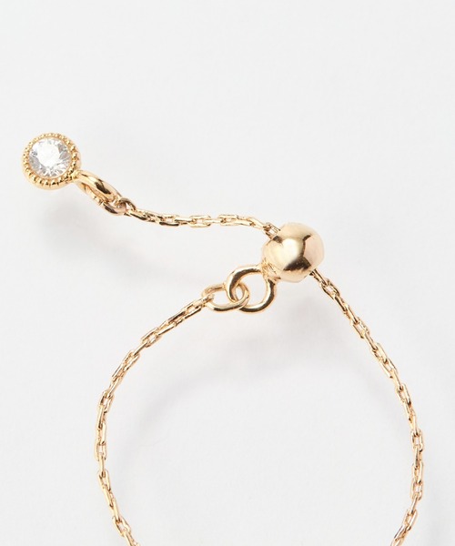 Phoebe（フィービィー）の「≪サイズ調整可能≫【金属アレルギー対応】プチベゼルストーンチェーンリング（リング・レディース・シルバー/シャンパン/イエローゴールド・FREE）」の14枚目の写真