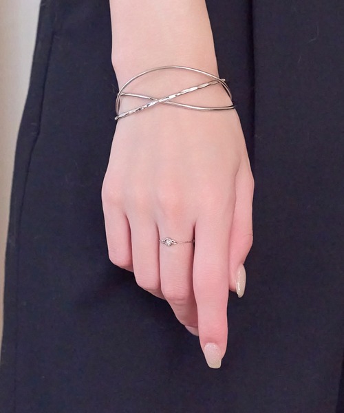 Phoebe（フィービィー）の「≪サイズ調整可能≫【金属アレルギー対応】プチベゼルストーンチェーンリング（リング・レディース・シルバー/シャンパン/イエローゴールド・FREE）」の15枚目の写真