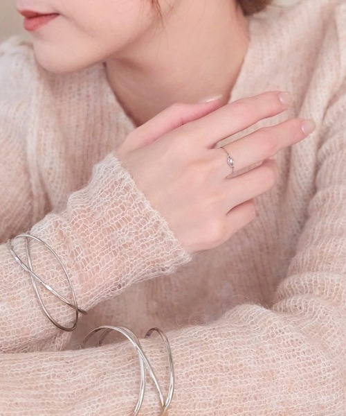 Phoebe（フィービィー）の「≪サイズ調整可能≫【金属アレルギー対応】プチベゼルストーンチェーンリング（リング・レディース・シルバー/シャンパン/イエローゴールド・FREE）」の16枚目の写真