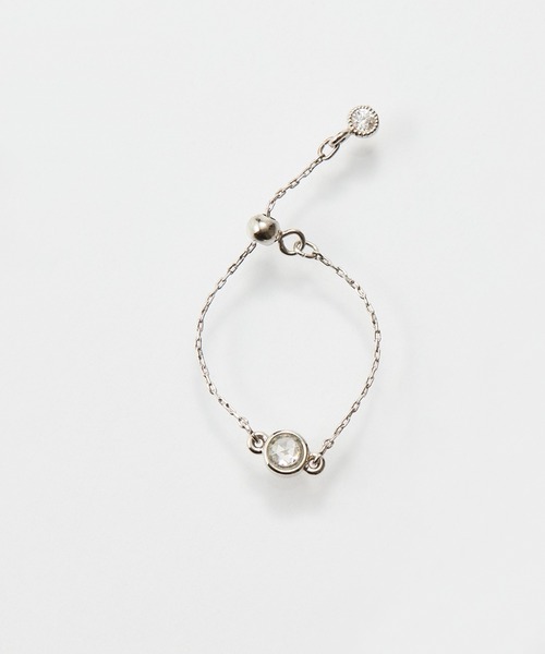 Phoebe（フィービィー）の「≪サイズ調整可能≫【金属アレルギー対応】プチベゼルストーンチェーンリング（リング・レディース・シルバー/シャンパン/イエローゴールド・FREE）」の20枚目の写真