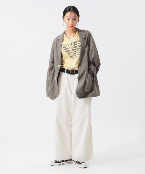 BEAMS BOY（ビームスボーイ）の「ストライプ チェック ビッグ ジャケット（テーラードジャケット・レディース・サックスブルー/ブラウン・ONE SIZE）」の22枚目の写真