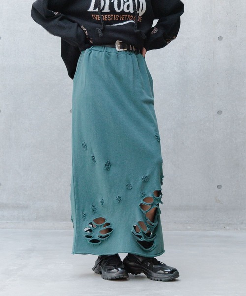 PAGEBOY（ページボーイ）の「ダメージウラケナロースカート（スカート・レディース・ブラック/オートミール/グリーン系その他・FREE）」の3枚目の写真