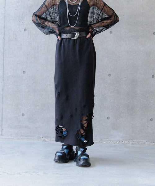 PAGEBOY（ページボーイ）の「ダメージウラケナロースカート（スカート・レディース・ブラック/オートミール/グリーン系その他・FREE）」の9枚目の写真