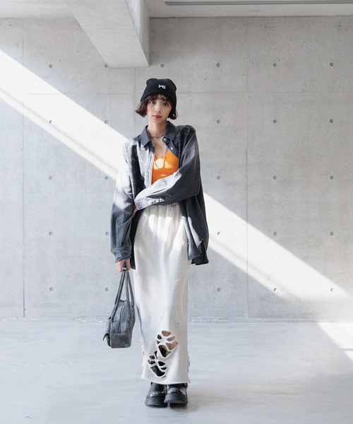 PAGEBOY（ページボーイ）の「ダメージウラケナロースカート（スカート・レディース・ブラック/オートミール/グリーン系その他・FREE）」の12枚目の写真