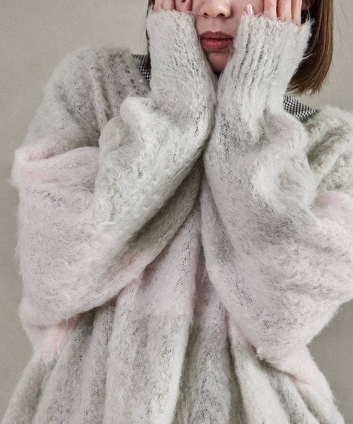 Fashion Letter(ファッションレター)の「モヘアVネック クロップドニット(ニット/セーター・レディース・ライトグレー/チャコール/アイボリー・M)」の16枚目の写真