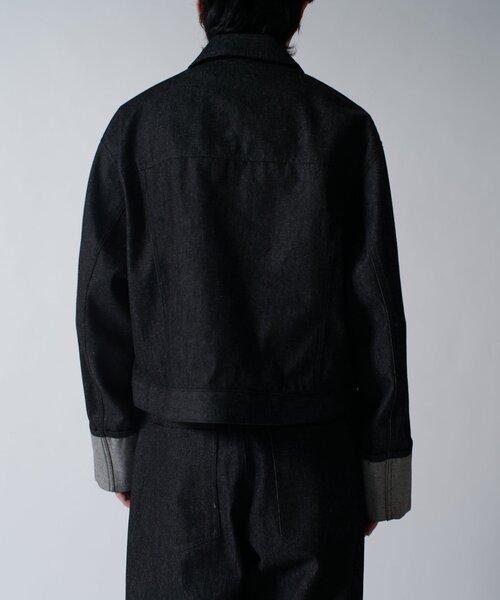 Lui's(ルイス)の「【Neucon/ニューコン】 袖ロールアップリベットデザインデニムジャケット(デニムジャケット・メンズ・ブラック/インディゴブルー・2/1)」の3枚目の写真