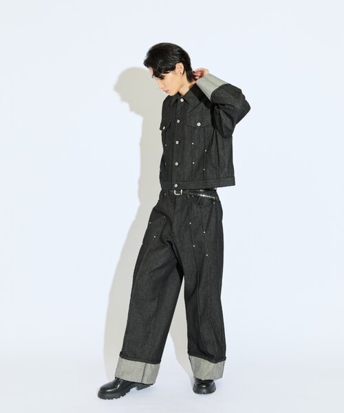 Lui's(ルイス)の「【Neucon/ニューコン】 袖ロールアップリベットデザインデニムジャケット(デニムジャケット・メンズ・ブラック/インディゴブルー・2/1)」の13枚目の写真