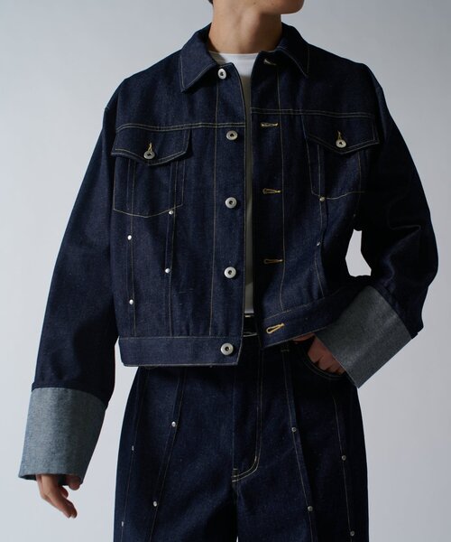 Lui's(ルイス)の「【Neucon/ニューコン】 袖ロールアップリベットデザインデニムジャケット(デニムジャケット・メンズ・ブラック/インディゴブルー・2/1)」の17枚目の写真