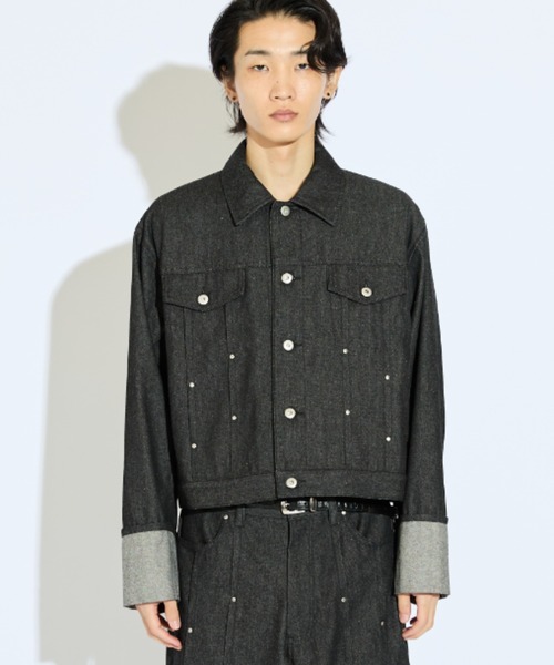 Lui's(ルイス)の「【Neucon/ニューコン】 袖ロールアップリベットデザインデニムジャケット(デニムジャケット・メンズ・ブラック/インディゴブルー・2/1)」の19枚目の写真