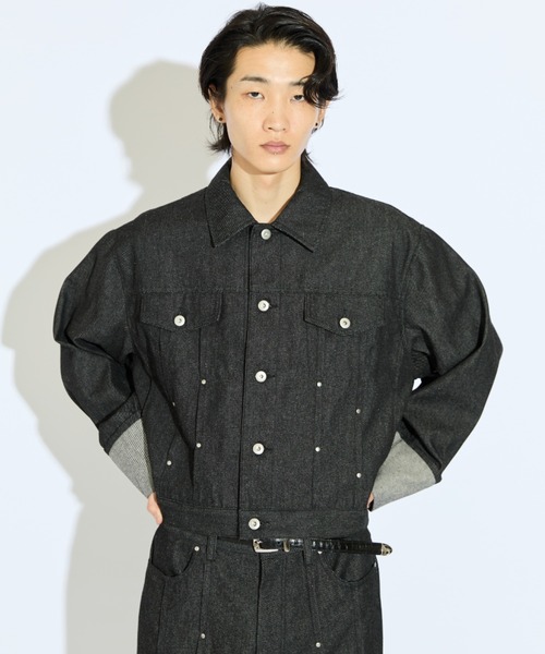 Lui's(ルイス)の「【Neucon/ニューコン】 袖ロールアップリベットデザインデニムジャケット(デニムジャケット・メンズ・ブラック/インディゴブルー・2/1)」の20枚目の写真