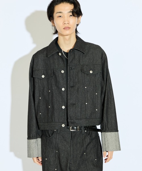 Lui's(ルイス)の「【Neucon/ニューコン】 袖ロールアップリベットデザインデニムジャケット(デニムジャケット・メンズ・ブラック/インディゴブルー・2/1)」の22枚目の写真