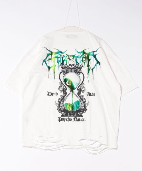 tシャツ 「PSYCHO NATION」 アワーグラスダメージTEE/オーバーサイズTシャツ レディース メンズ PSYCHO NATION】 アワーグラスダメージTEE/オーバーサイズT