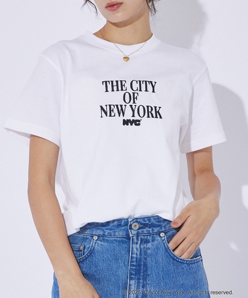 GOOD ROCK SPEED（グッドロックスピード）の「【GOOD ROCK SPEED/グッドロックスピード】NYC スクエアロゴ / 刺繍 / ロゴTシャツ【WEB限定】（Tシャツ/カットソー・レディース・ホワイト系その他/ネイビー/ホワイト系その他2/ブルー・フリー）」の2枚目の写真