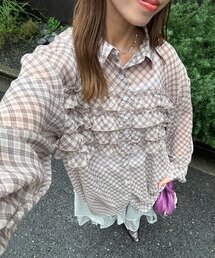 【新品未使用タグ付】soeur シアートップス　ストライプ シアーシャツ シアートップス 未使用 オーバーサイズ シャツ