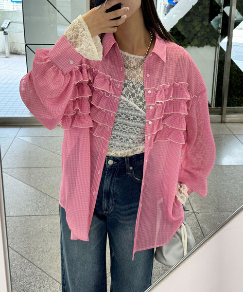 4月末までお値下げ　新品タグ付き　archivio フリル付きシャツ 40 クロップドオフショルトップス[品番：MKSW0058600]｜RESEXXY