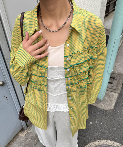 オーダー分≫≫≫ちゃおり様 フリルドッキングオーバーシャツ/シアー（シャツ/ブラウス