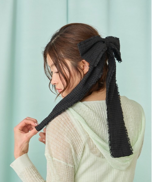 kaorinomori(カオリノモリ)の「kaorinomori ティカリボン / カオリノモリ(バレッタ/ヘアクリップ・レディース・ブラック/アイボリー・FREE)」の2枚目の写真