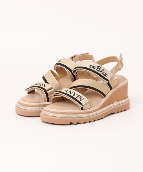 ロゴストラップウェッジヒールサンダル（サンダル）｜LANVIN en