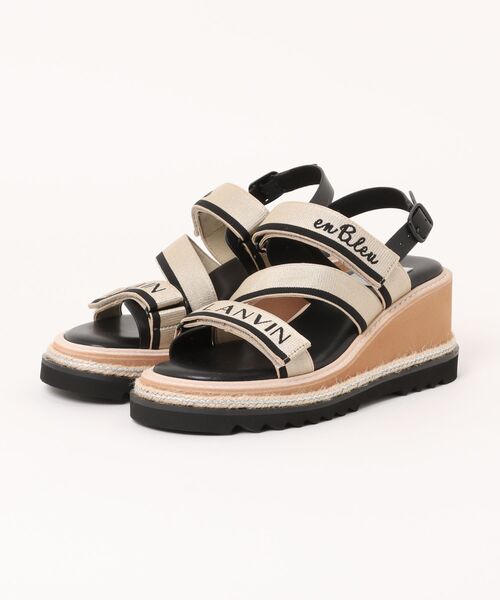 ロゴストラップウェッジヒールサンダル（サンダル）｜LANVIN en
