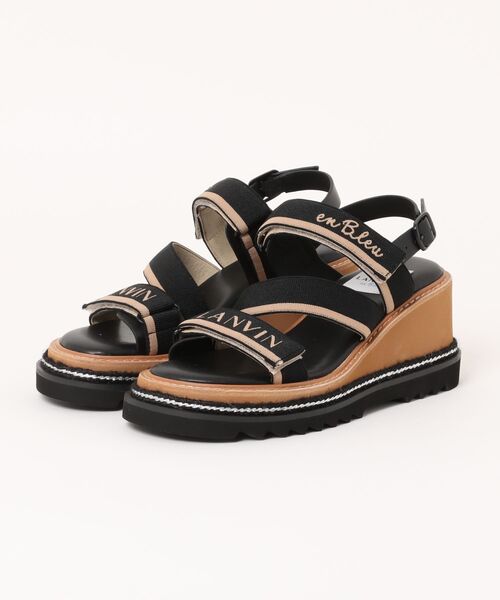 ランキング2025 ロゴストラップウェッジヒールサンダル（サンダル）｜LANVIN en 靴