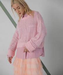 クロップドシアーニット