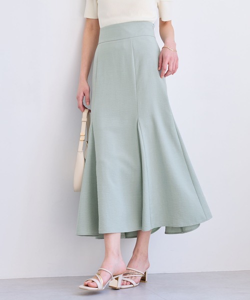 VIS(ビス)の「【新色追加】【美easy】リネンライクマーメイドスカート【洗える】【セットアップ対応】(スカート・レディース・キナリ/グリーン系その他2/オレンジ系その他2/ブラック/ネイビー/ライトグリーン・SS/S/M/L)」の4枚目の写真