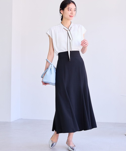 美品✨ビアズリー 麻調合繊フレア マーメイドスカート リネンライク23ss 低身長サイズ有]リネンライクマーメイドフレアスカート[品番
