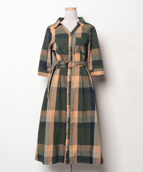 REDYAZEL チェック柄半袖ダブルジャケット サイドレースアップワンピース REDYAZEL チェック柄半袖ダブルジャケット サイドレースアップ