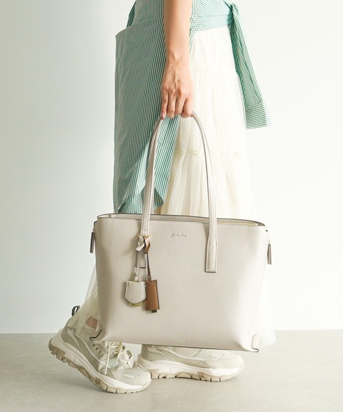 Jewelna Rose（ジュエルナローズ）の「【エコバッグ付・A4収納】 OLバッグ・セレム  横型トートバッグ 16189（トートバッグ・レディース・グレイッシュベージュ/ブラック/ピンク・FREE）」の14枚目の写真