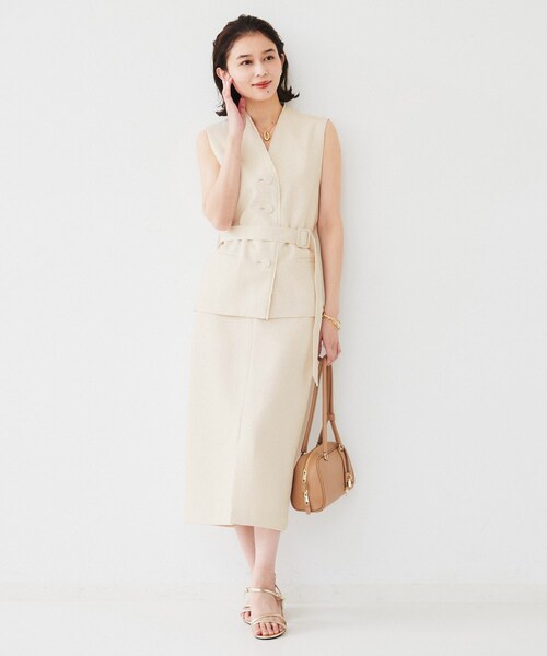 UNTITLED(アンタイトル)の「【セットアップ可能】リネンライクキャンバス ペンシルスカート(スカート・レディース・アイボリー/ベージュ・00/01/02/03/04/42/44/46/48/50)」の6枚目の写真