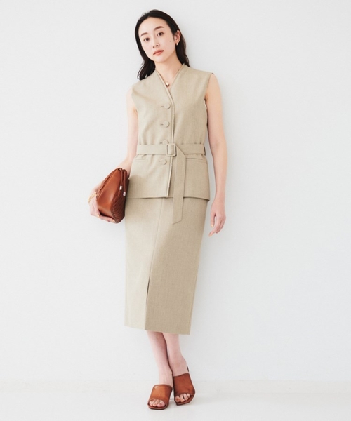 UNTITLED(アンタイトル)の「【セットアップ可能】リネンライクキャンバス ペンシルスカート(スカート・レディース・アイボリー/ベージュ・00/01/02/03/04/42/44/46/48/50)」の12枚目の写真